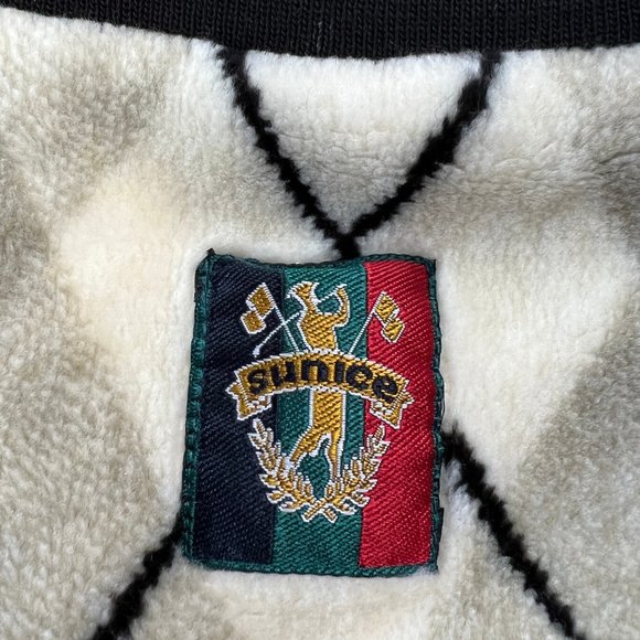 Vintage Preppy Argyle Oversized Teddy Sweater Vest Dark Light Academia Aesthetic - Picture 5 of 13